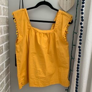 JCrew Yellow Pom Pom Tank